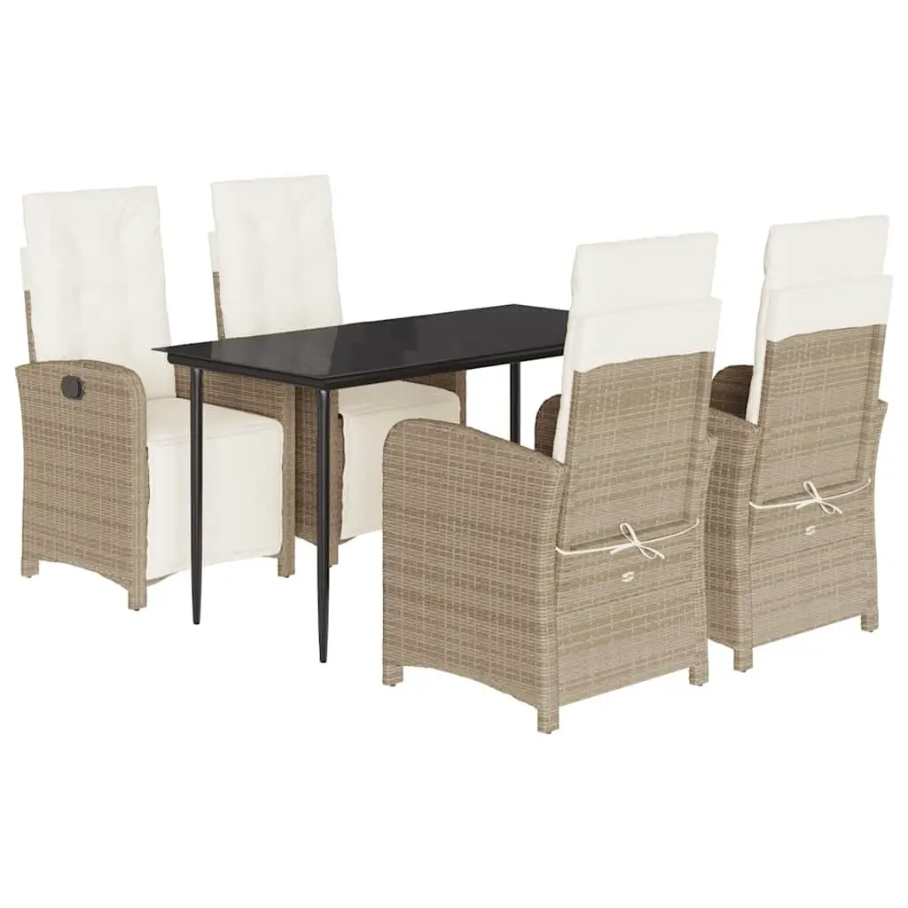 5-Piece Outdoor Dining Set with Durable Poly Rattan