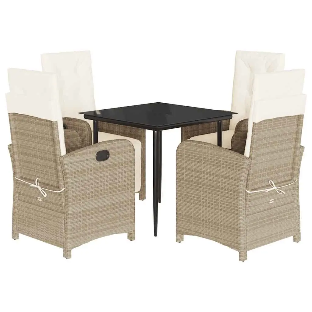 5 Piece Outdoor Dining Set with Cushions Beige