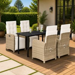 Premium 5-Piece Outdoor Garden Dining Set with Cushions