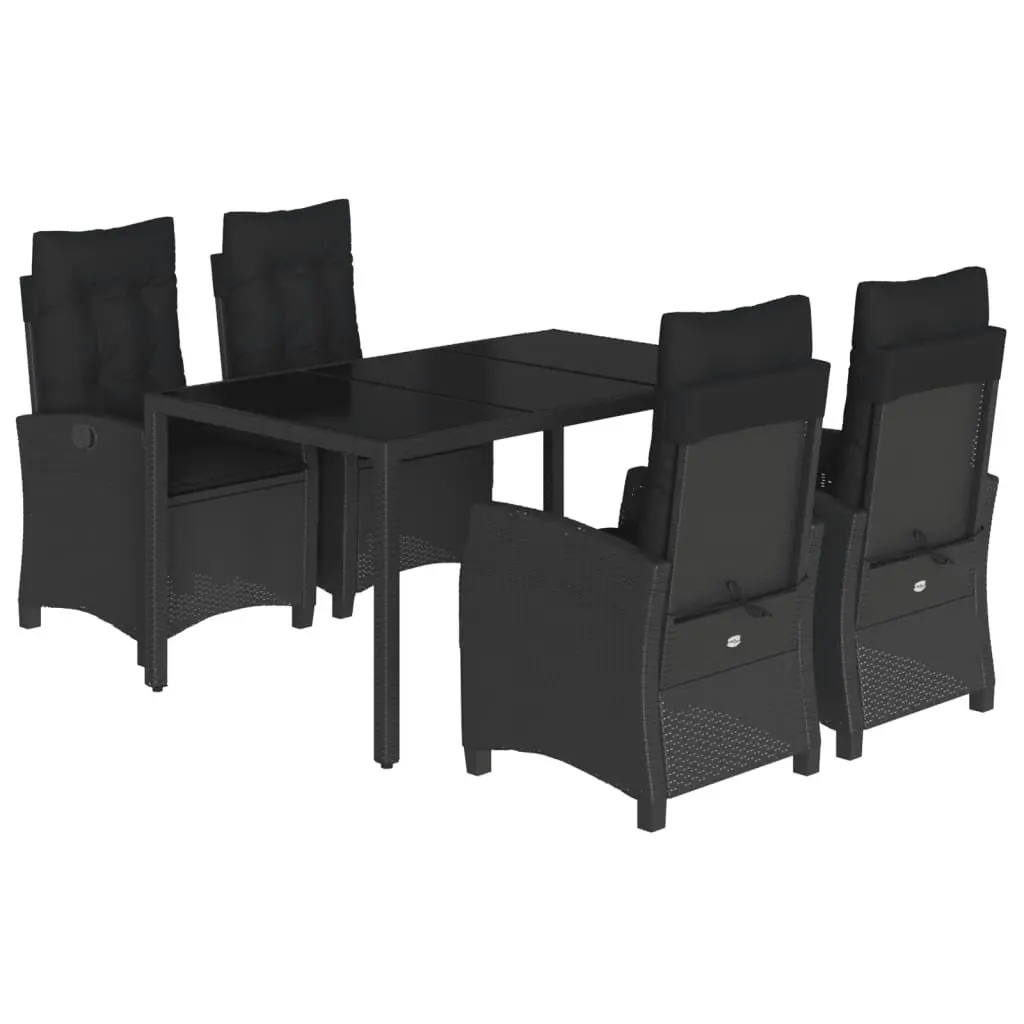 5 Piece Outdoor Dining Set with Black Poly Rattan