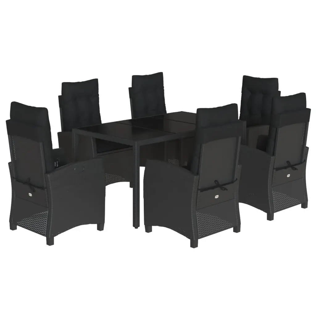 Garden Dining Set PE Rattan 7 Piece Outdoor Patio Furniture Black Table Chairs