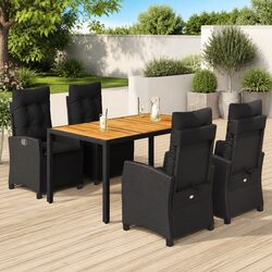 5 Piece Garden Furniture Set with PE Rattan & Acacia Table