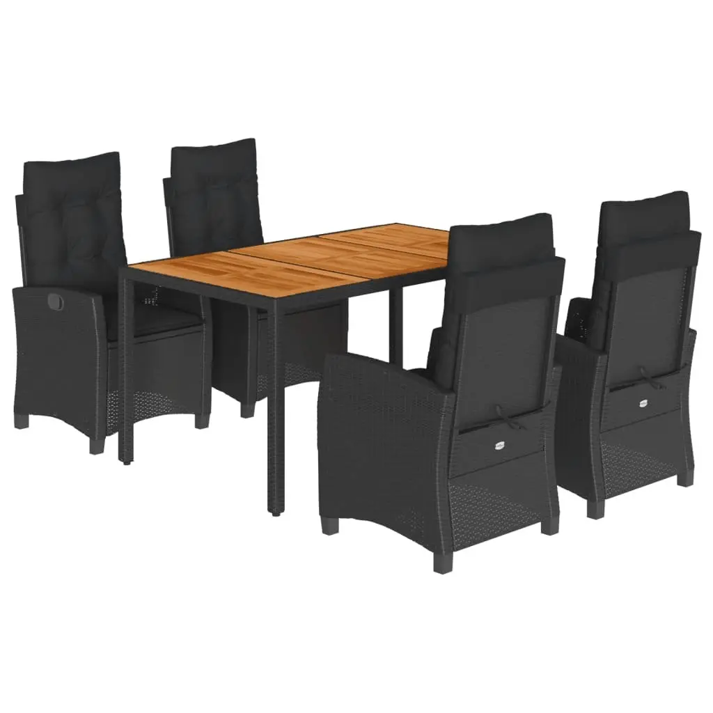 5 Piece Garden Furniture Set with PE Rattan & Acacia Table