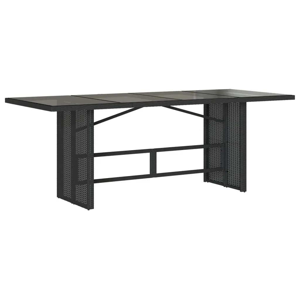 7-Piece Black Poly Rattan Garden Dining Set