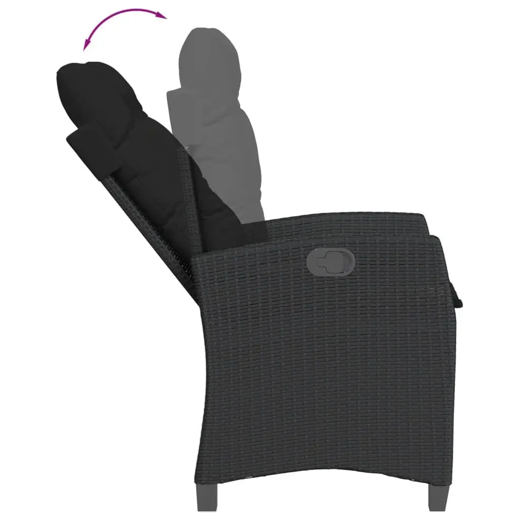 7-Piece Black Poly Rattan Garden Dining Set