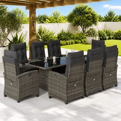 Grey 9 Piece Poly Rattan Garden Dining Set