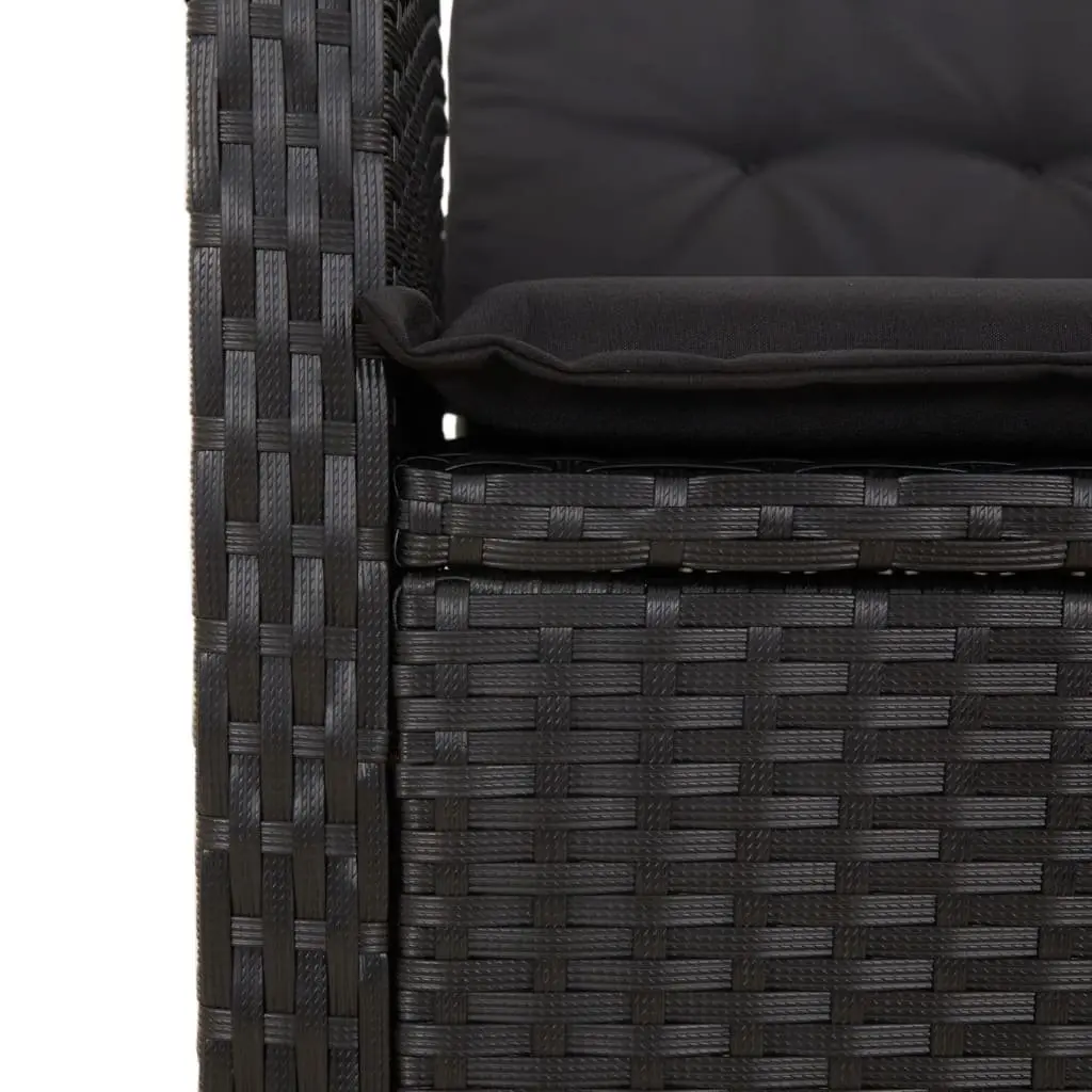7 Piece Outdoor Garden Dining Set PE Rattan Black Chairs Table with Cushions
