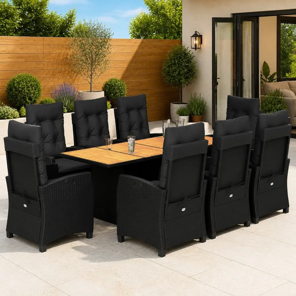 9 Piece Outdoor Dining Set with Cushions