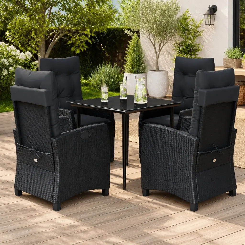 5 Piece Garden Dining Set with Adjustable Chairs