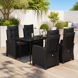 Garden Dining Set 5 Piece Outdoor Furniture Black Poly Rattan Adjustable