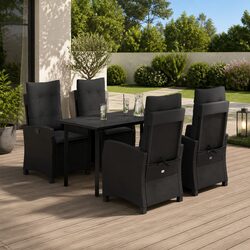 High-Quality Outdoor Dining Set 5 Piece Black Rattan