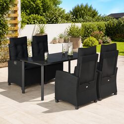 Premium 5 Piece Garden Dining Set with Black PE Rattan