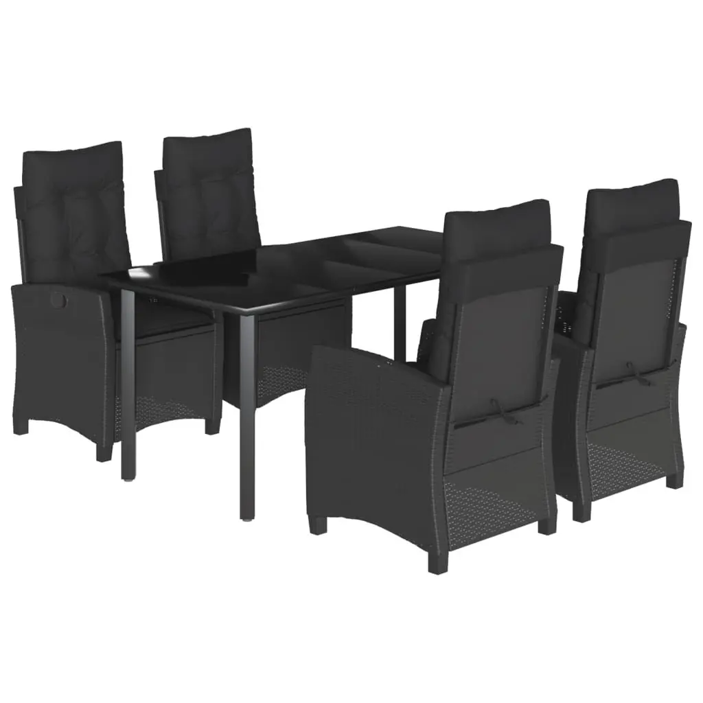 5 Piece Garden Dining Set with Black PE Rattan