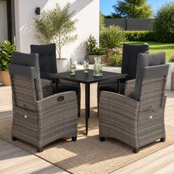 Durable 5 Piece Garden Dining Set with Grey Cushions