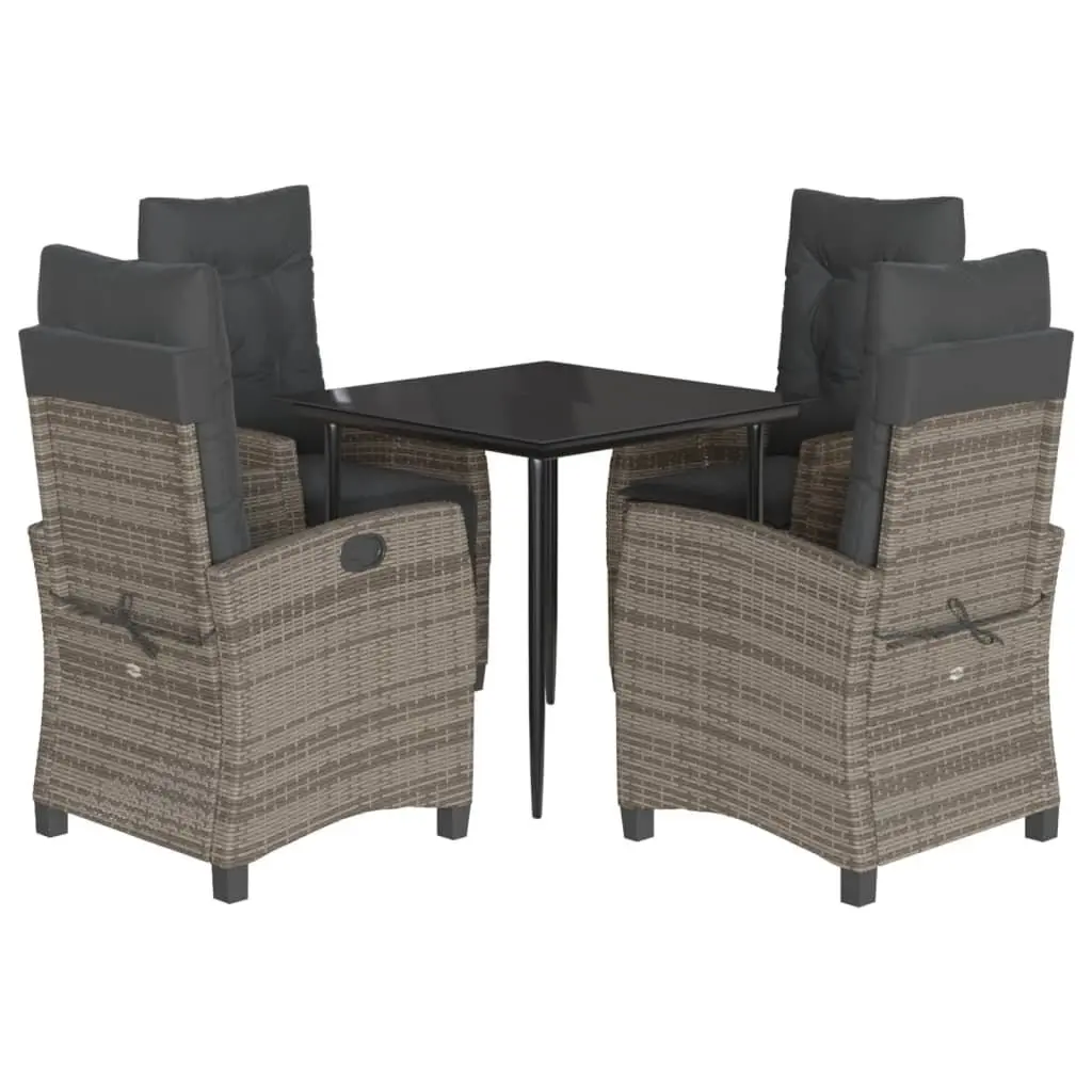Garden Dining Set PE Rattan 5 Piece Outdoor Furniture Table Chairs Cushions Grey