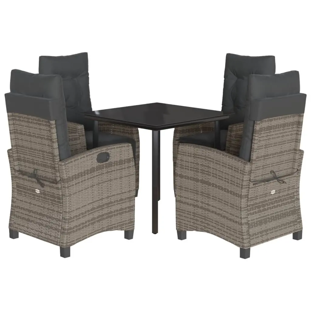 5 Piece Garden Dining Set with Grey Rattan