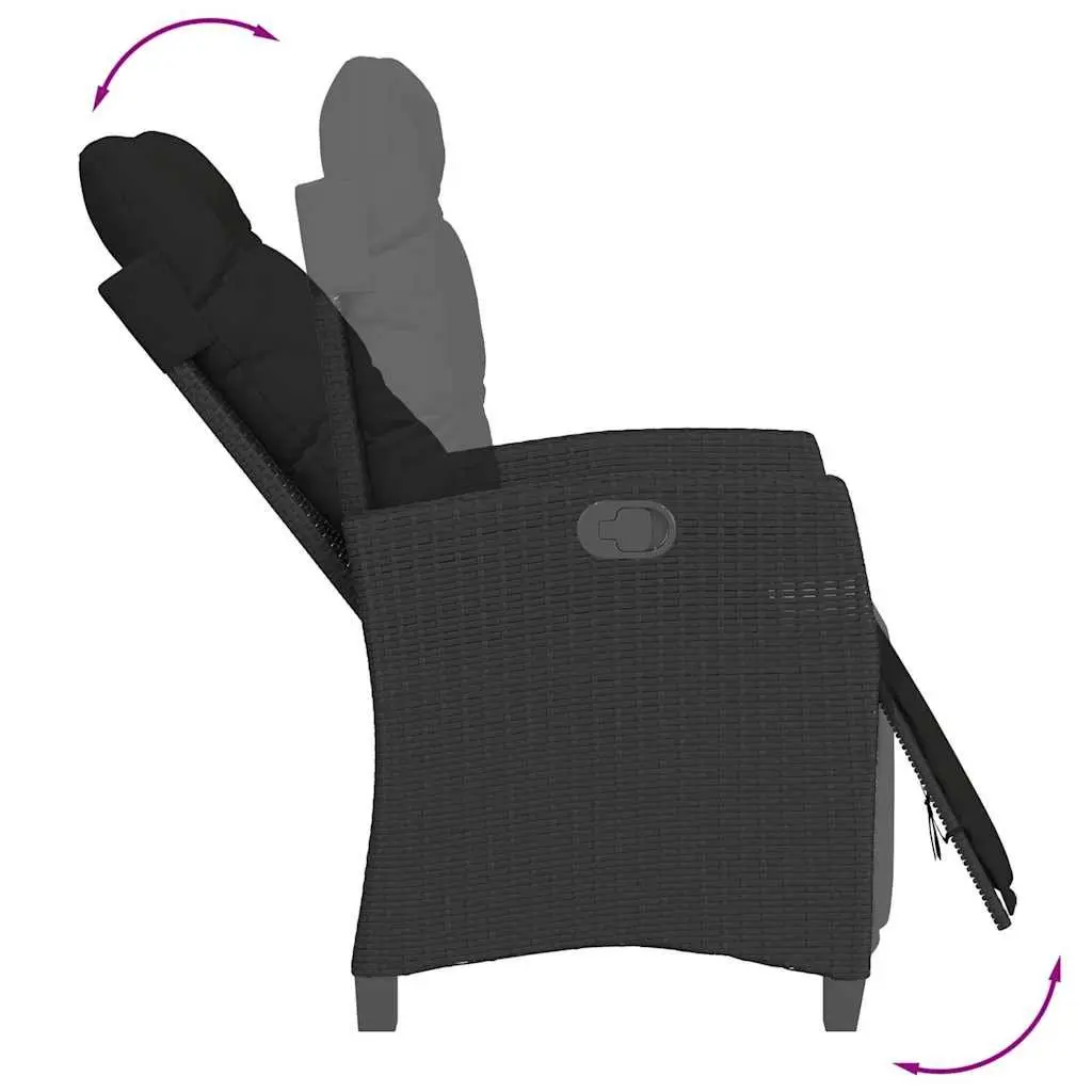 3 Piece Black Garden Dining Set with Cushions