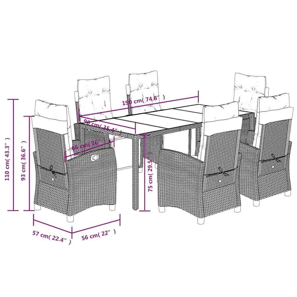 7 Piece Outdoor Dining Set with Cushions