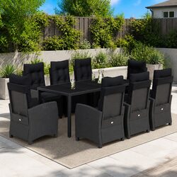Durable 9 Piece Garden Dining Set with Cushions