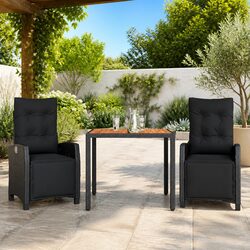 Premium 3-Piece Garden Dining Set with Poly Rattan Chairs