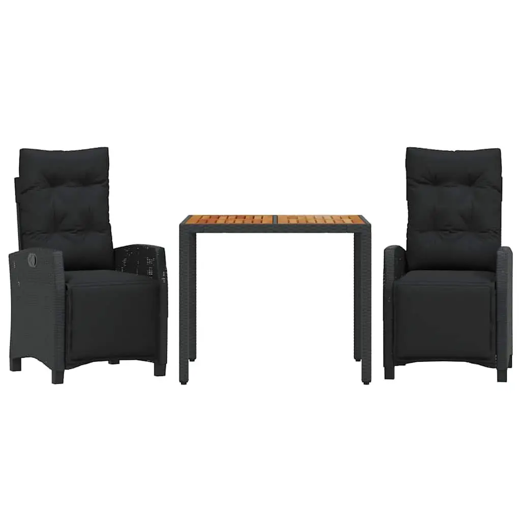 3-Piece Garden Dining Set with Poly Rattan Chairs