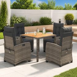 5 Piece Grey Poly Rattan Outdoor Dining Set