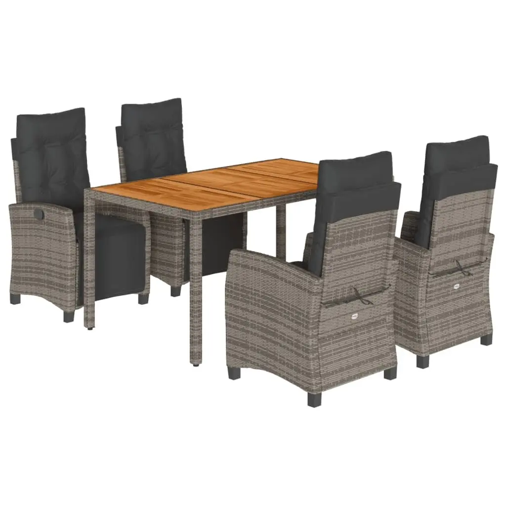 Outdoor Grey Poly Rattan Dining Set with Cushions