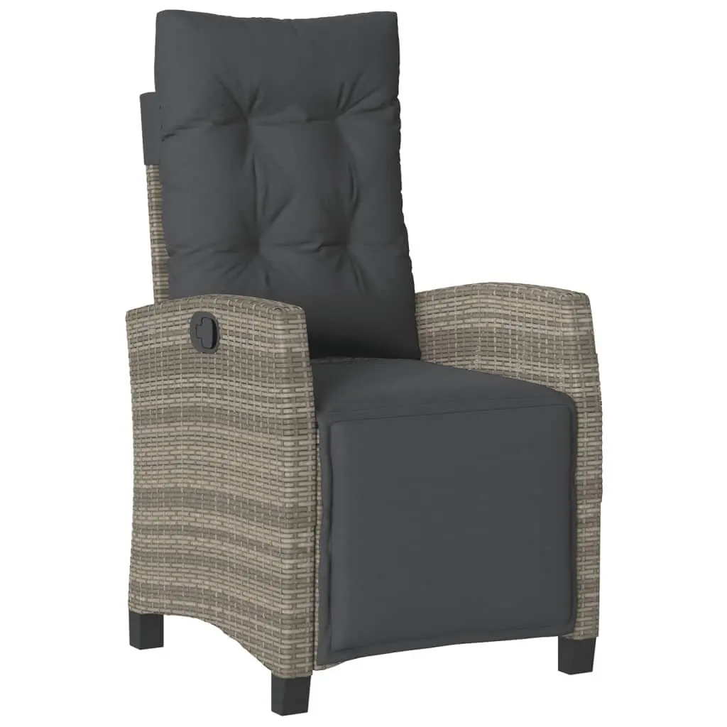 Outdoor Grey Poly Rattan Dining Set with Cushions