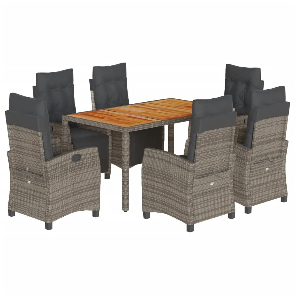 7 Piece Grey Poly Rattan Outdoor Dining Set