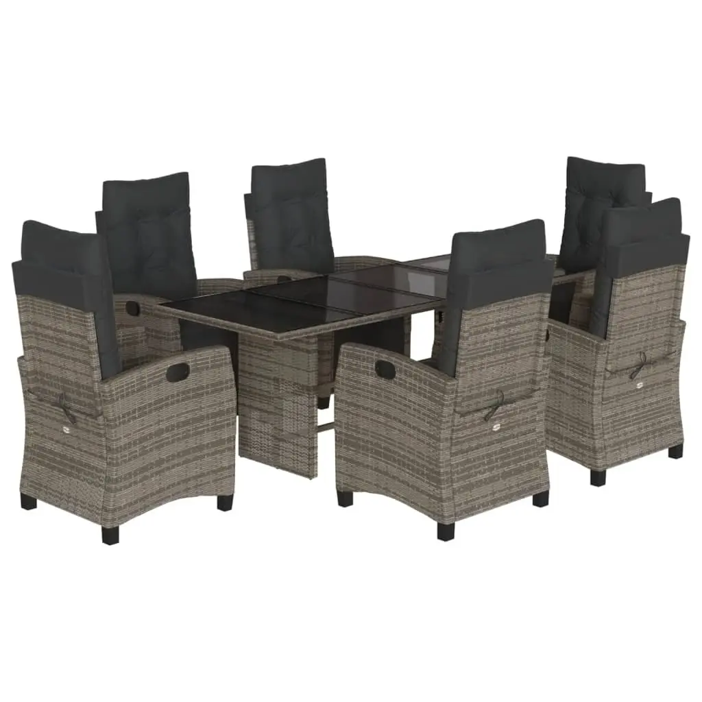 7 Piece Grey Poly Rattan Outdoor Dining Set