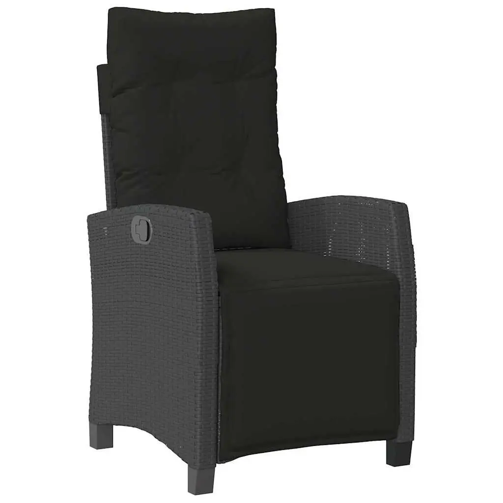 Outdoor Dining Set 9 Piece Black Poly Rattan