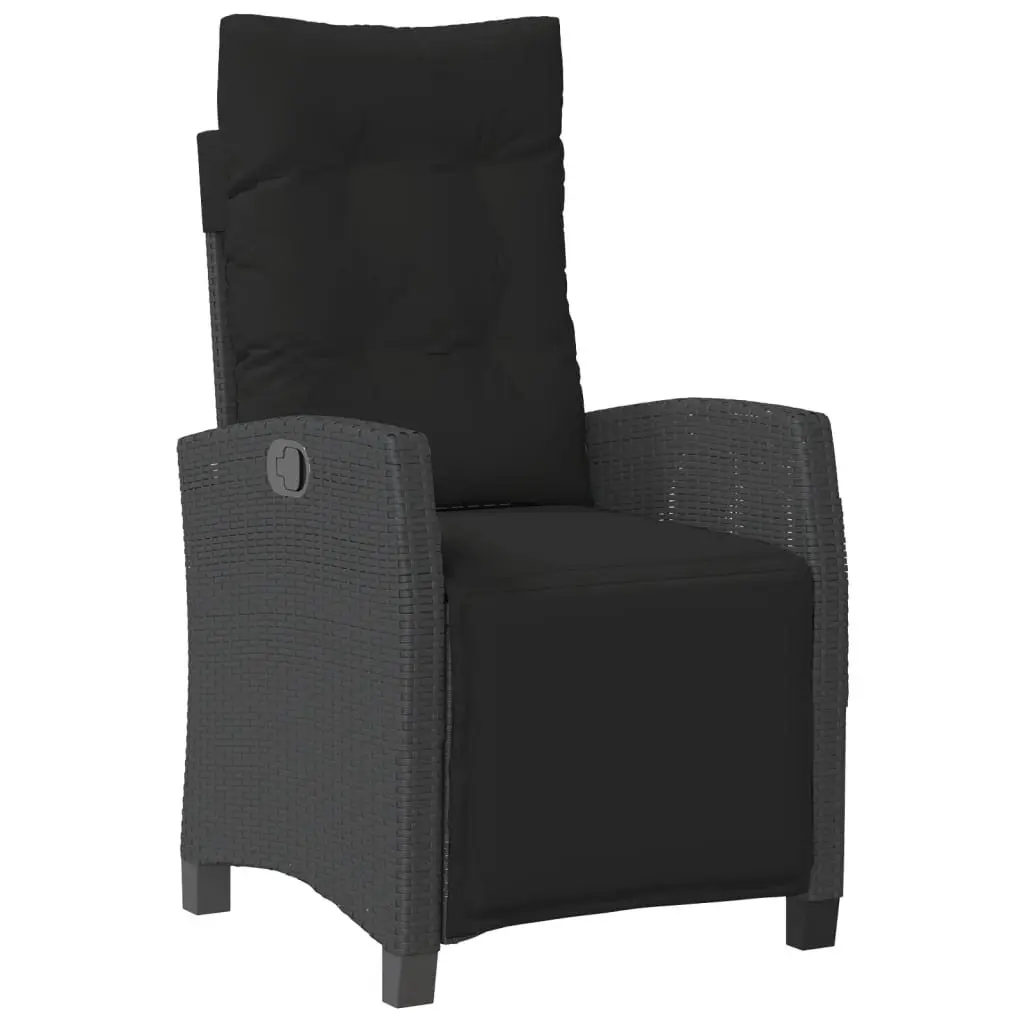 Black Poly Rattan 5-Piece Garden Dining Set with Cushions