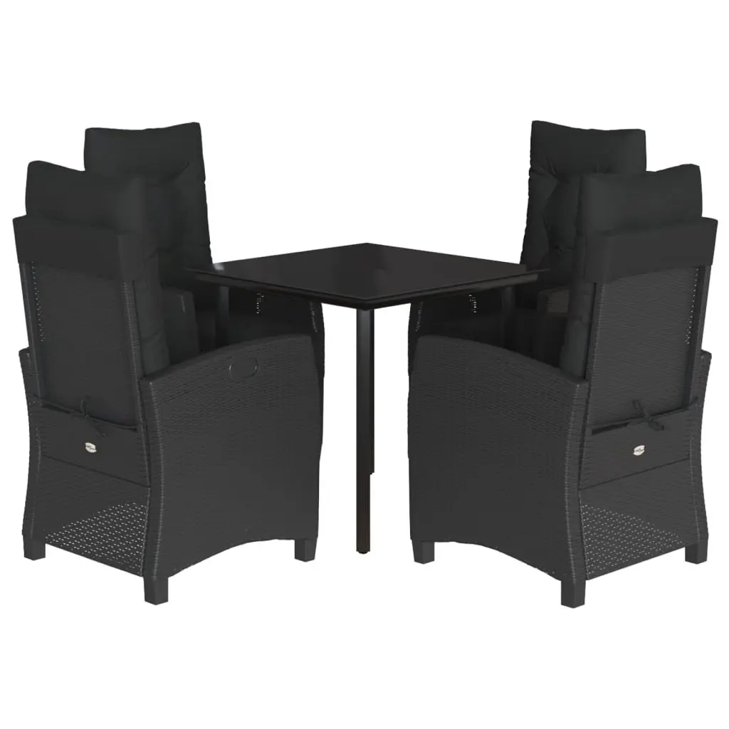 5-Piece Black Outdoor Dining Set with Cushions