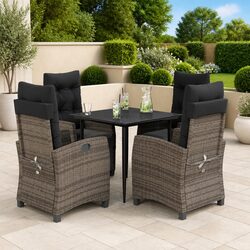 Premium 5 Piece Grey Poly Rattan Garden Dining Set