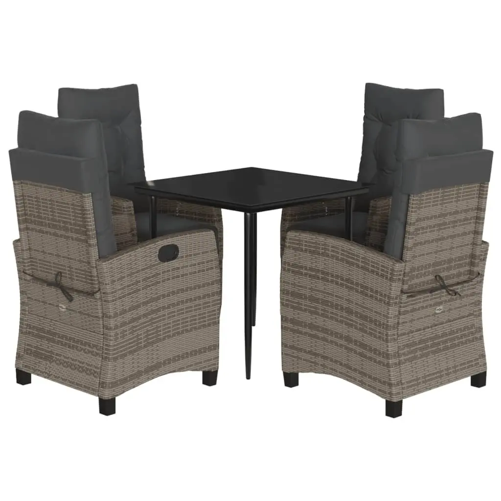 Garden Dining Set PE Rattan 5 Piece Outdoor Furniture Grey with Cushions