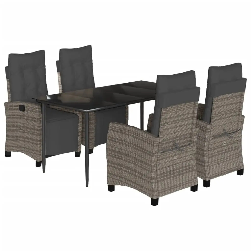 Garden Dining Set PE Rattan 5 Piece Outdoor Furniture Grey