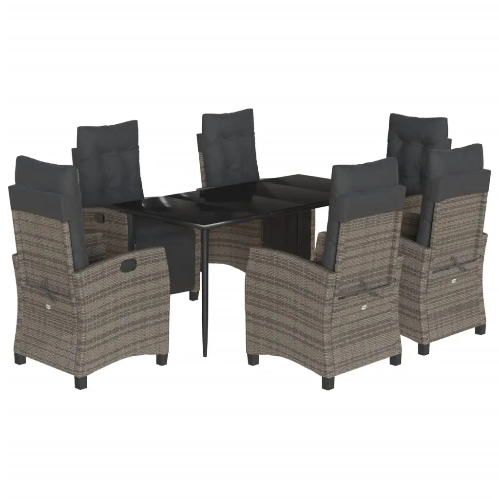 7 Piece Grey Poly Rattan Outdoor Dining Set