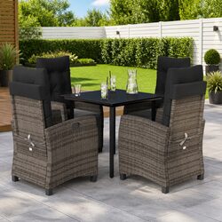 5 Piece Outdoor Dining Set in Grey Poly Rattan