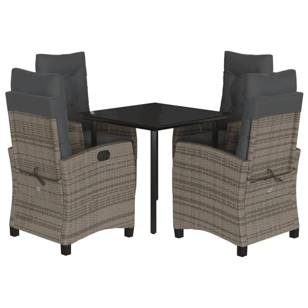 5 Piece Outdoor Dining Set in Grey Poly Rattan