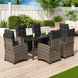 Premium 7 Piece Garden Dining Set with Cushions