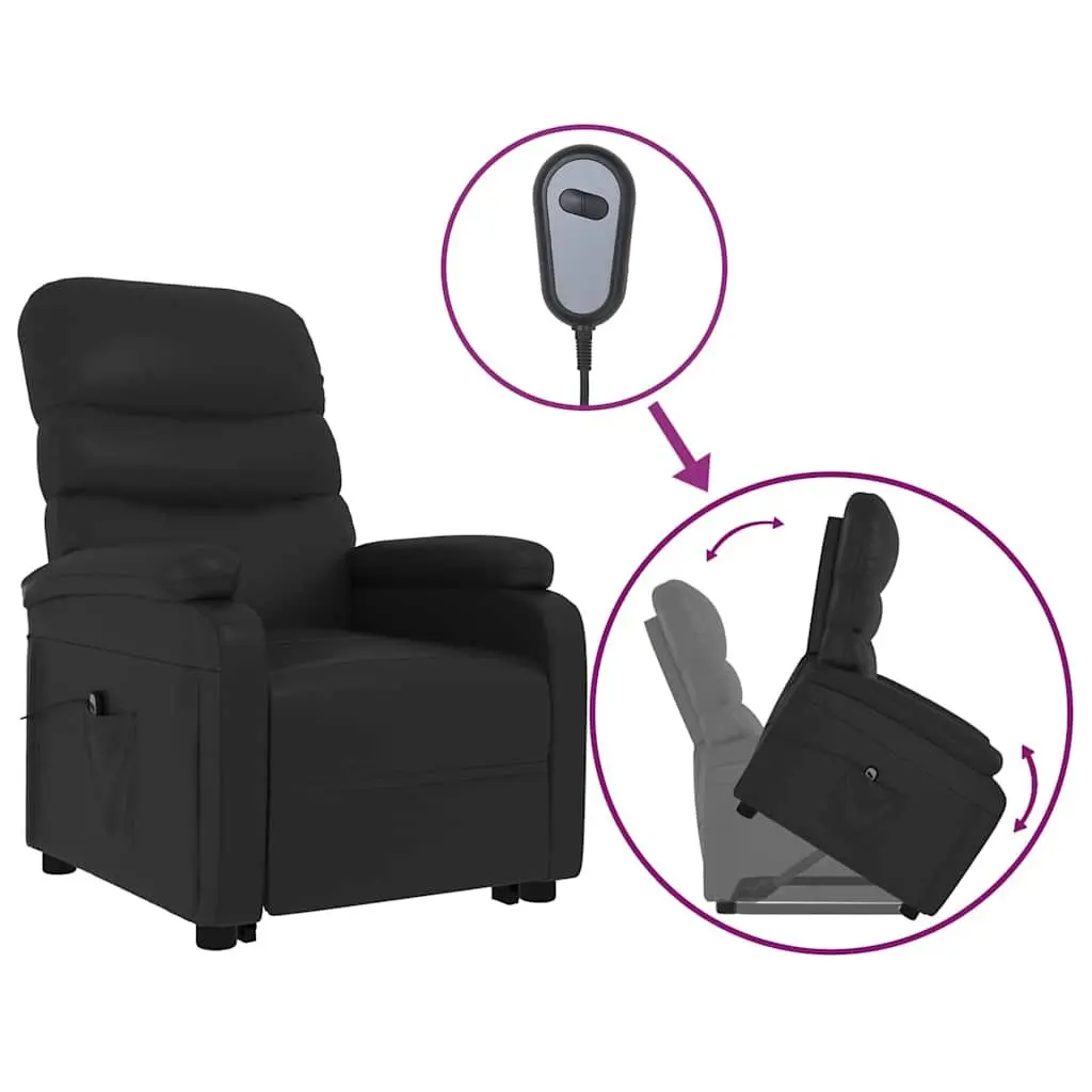 Black Faux Leather Electric Lift Recliner Armchair