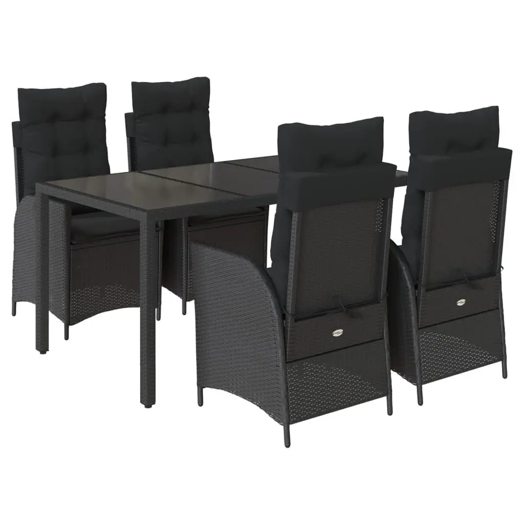 Garden Dining Set PE Rattan 5 Piece Outdoor Furniture Black Patio Table Chairs