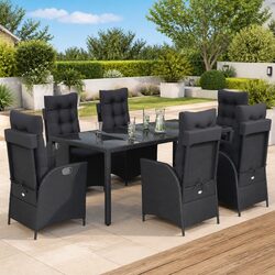 Durable 7 Piece Garden Dining Set with Cushions