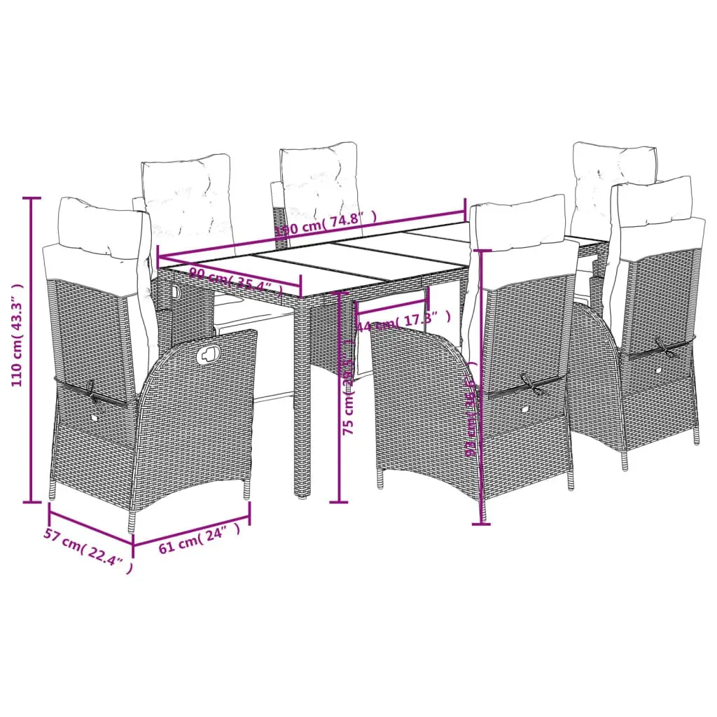 7 Piece Garden Dining Set with Cushions