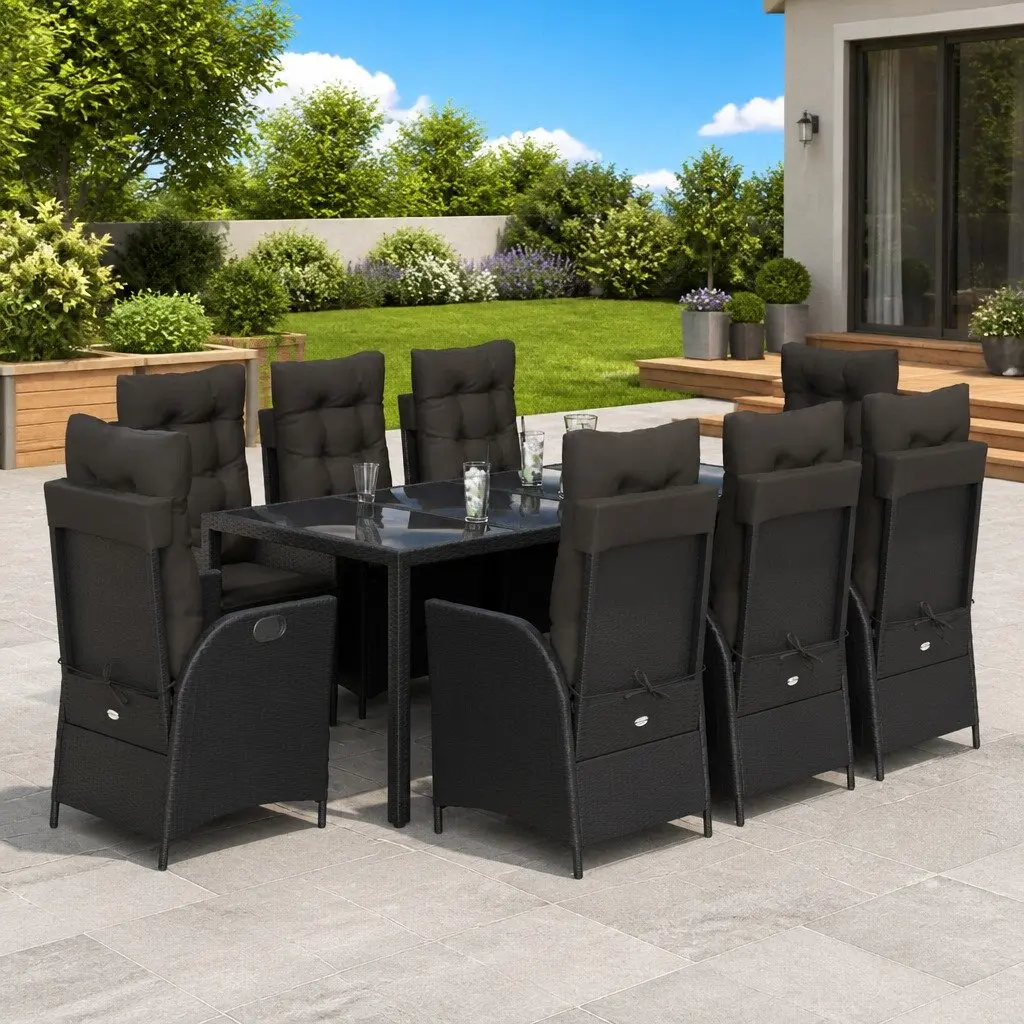 9 Piece Outdoor Dining Set with Cushions