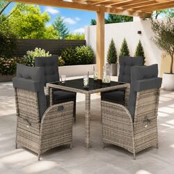Premium 5 Piece Grey Poly Rattan Dining Set