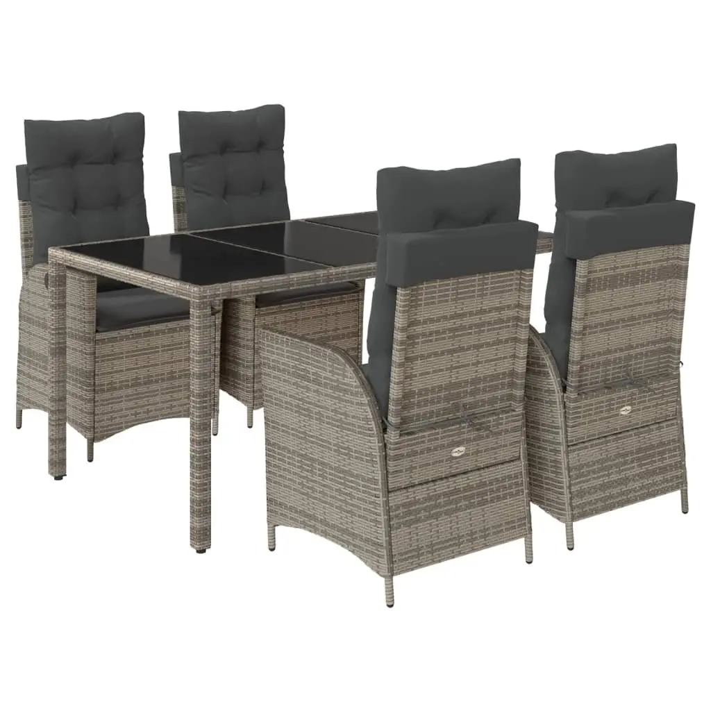 Garden Dining Set PE Rattan 5 Piece Outdoor Furniture Grey Patio Table Chairs
