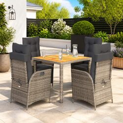 Premium 5 Piece Outdoor Dining Set with Cushions in Grey