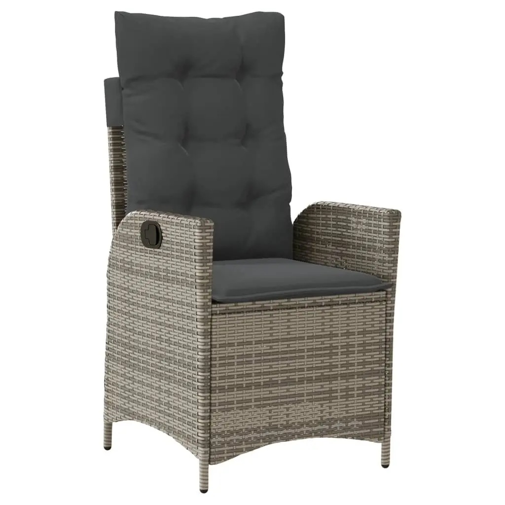 5 Piece Outdoor Dining Set with Cushions in Grey Rattan