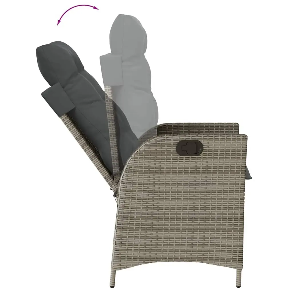 5 Piece Outdoor Dining Set with Cushions in Grey Rattan